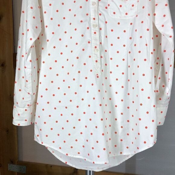 J.crew FCTRY Wht Red Polka Dot Tunic Pullover Shirt S - Picture 6 of 9